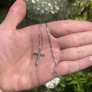 💎 half carat natural diamond cross pendant with chain in sterling silver 💎
